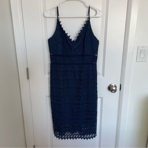 Navy Blue Eyelet Dress